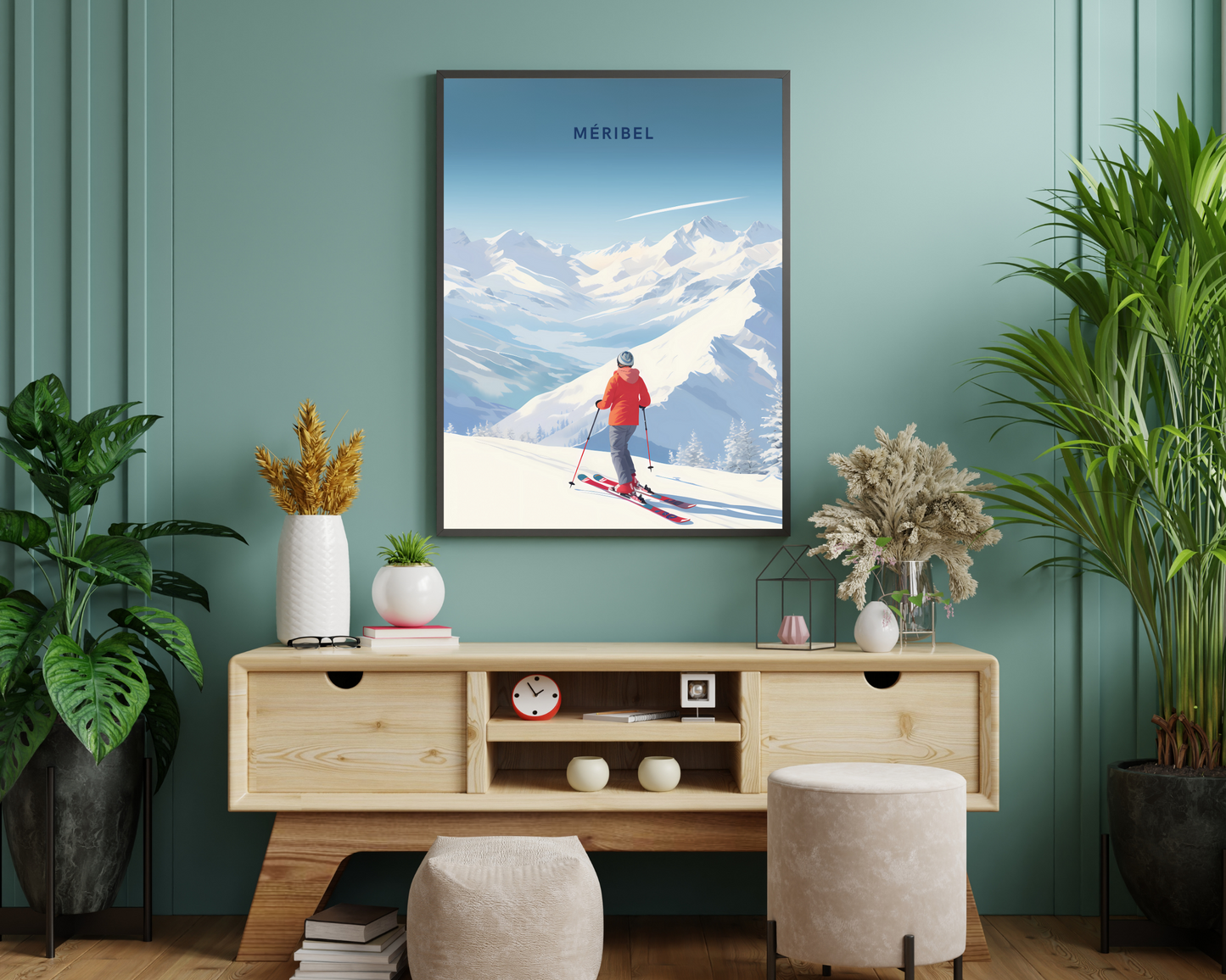 Méribel Ski Alpine Travel Poster Print - Pitchers Design