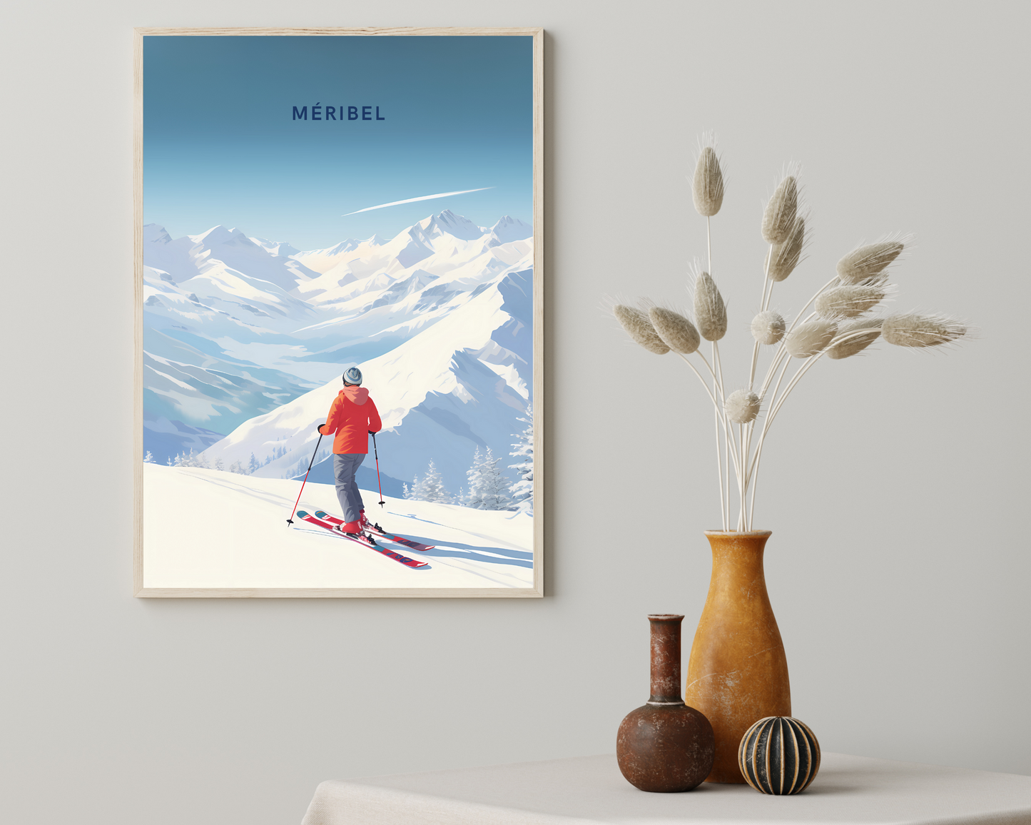 Méribel Ski Alpine Travel Poster Print - Pitchers Design