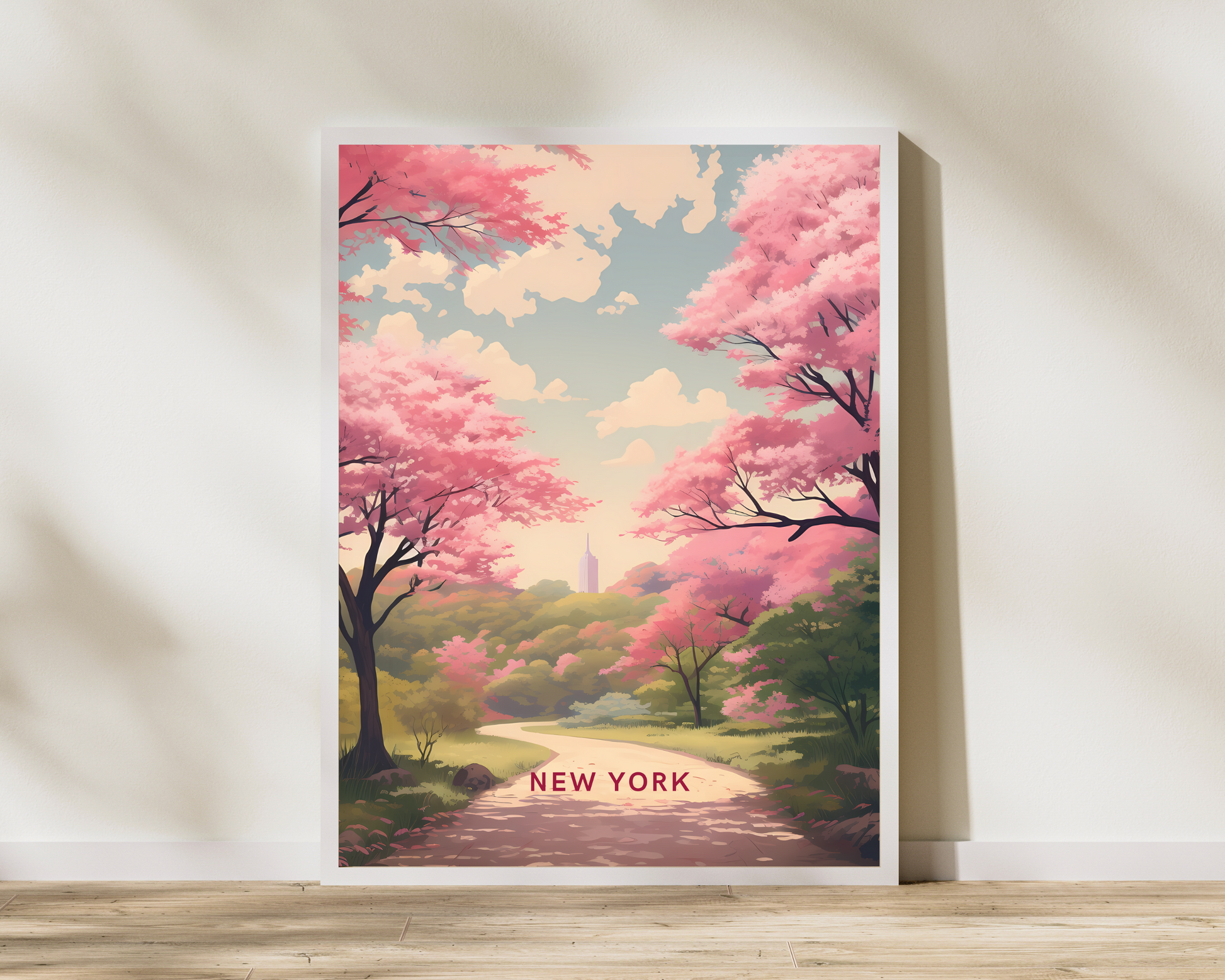 New York Sakura Park USA Travel Poster Print - Pitchers Design