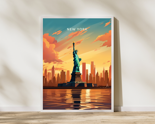 New York Statue of Liberty USA Travel Poster Print - Pitchers Design