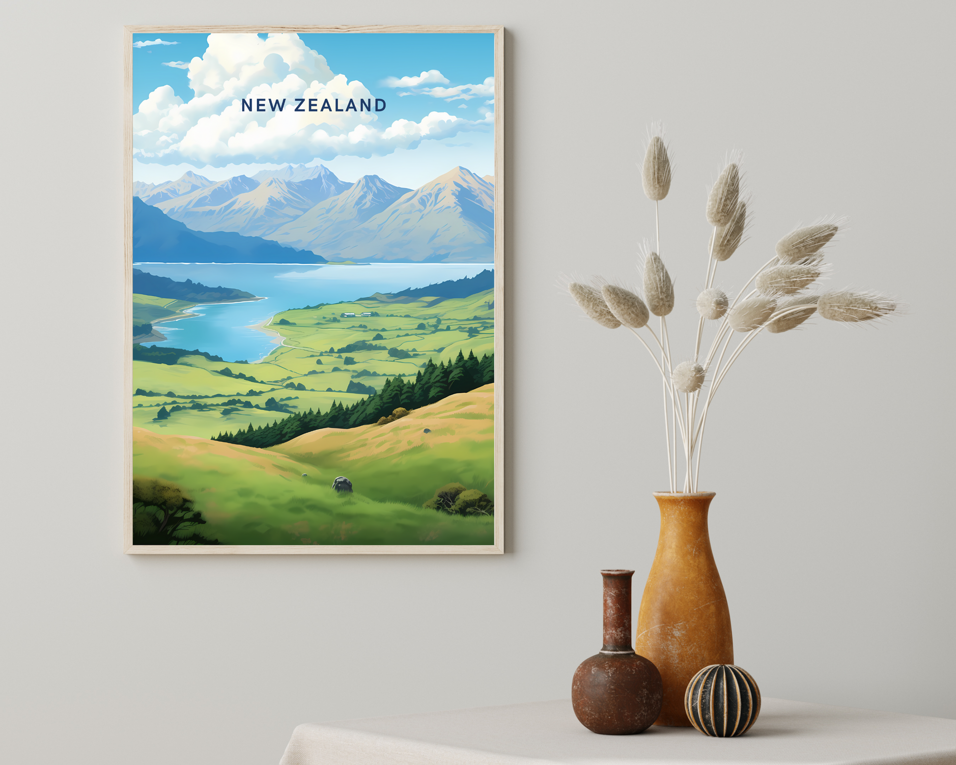 New Zealand Travel Poster Print - Pitchers Design