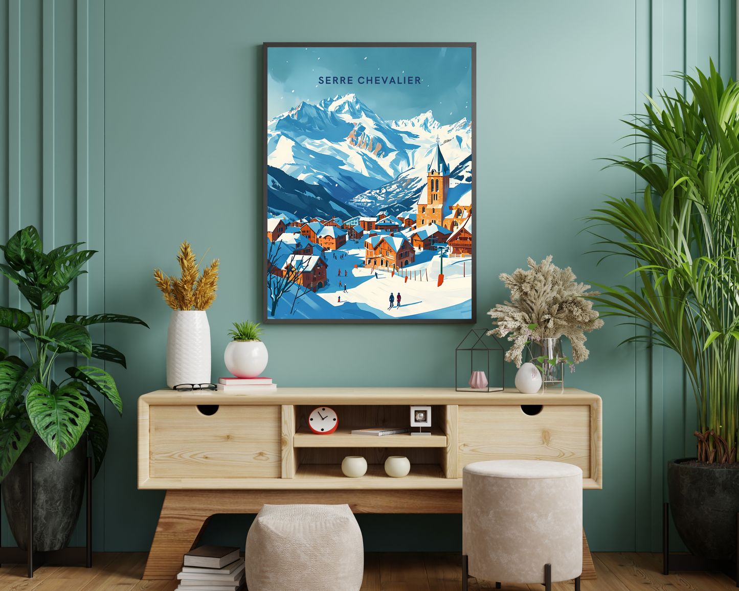 Serre Chevalier France Ski Alpine Travel Poster Print - Pitchers Design