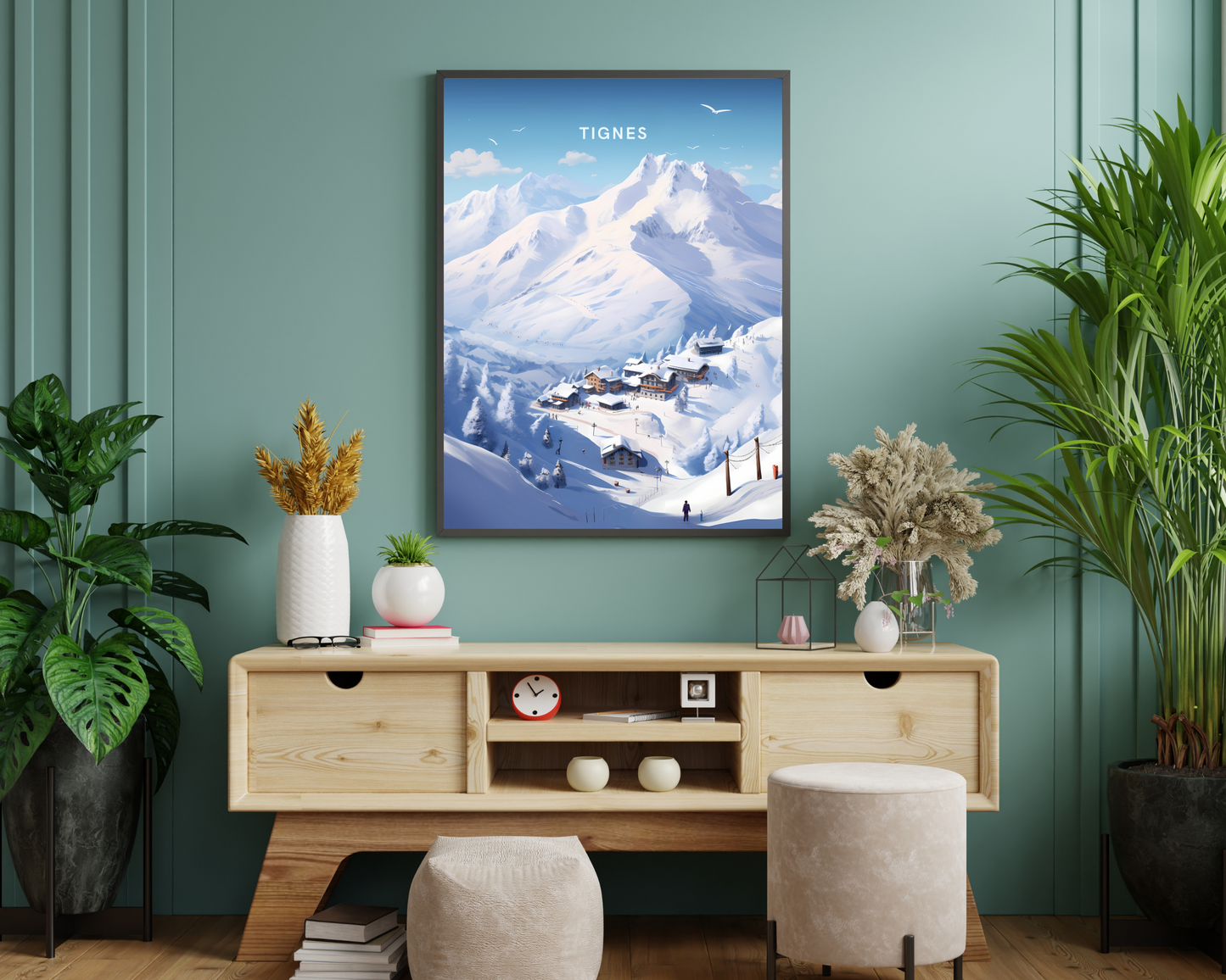 Tignes France Ski Alpine Travel Poster Print - Pitchers Design