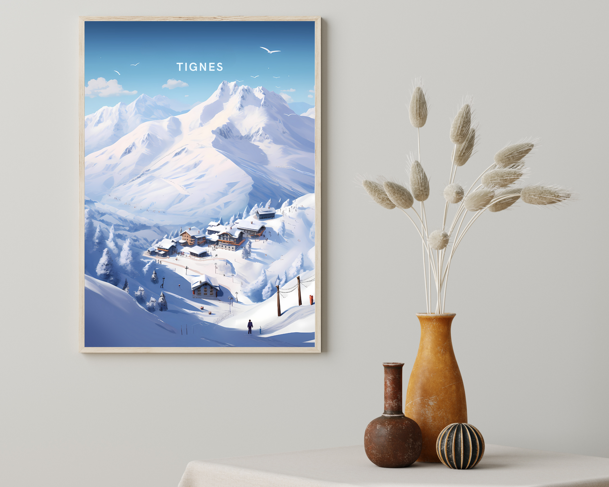 Tignes France Ski Alpine Travel Poster Print - Pitchers Design