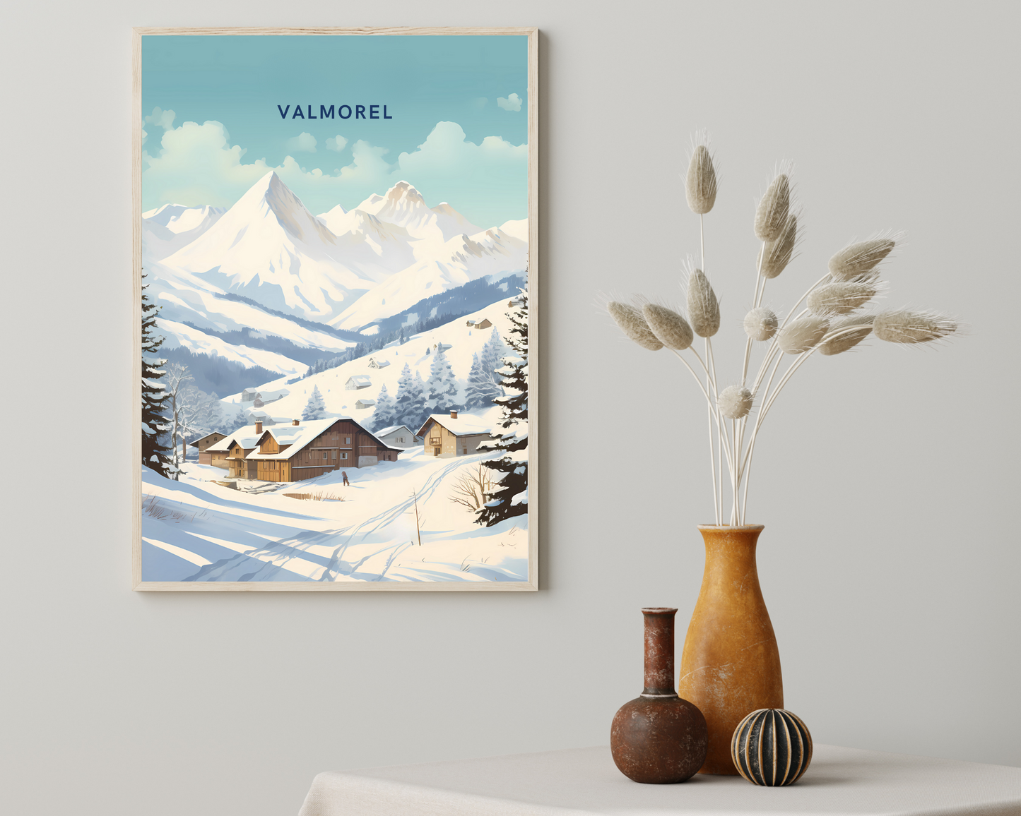 Valmorel France Ski Alpine Travel Poster Print - Pitchers Design