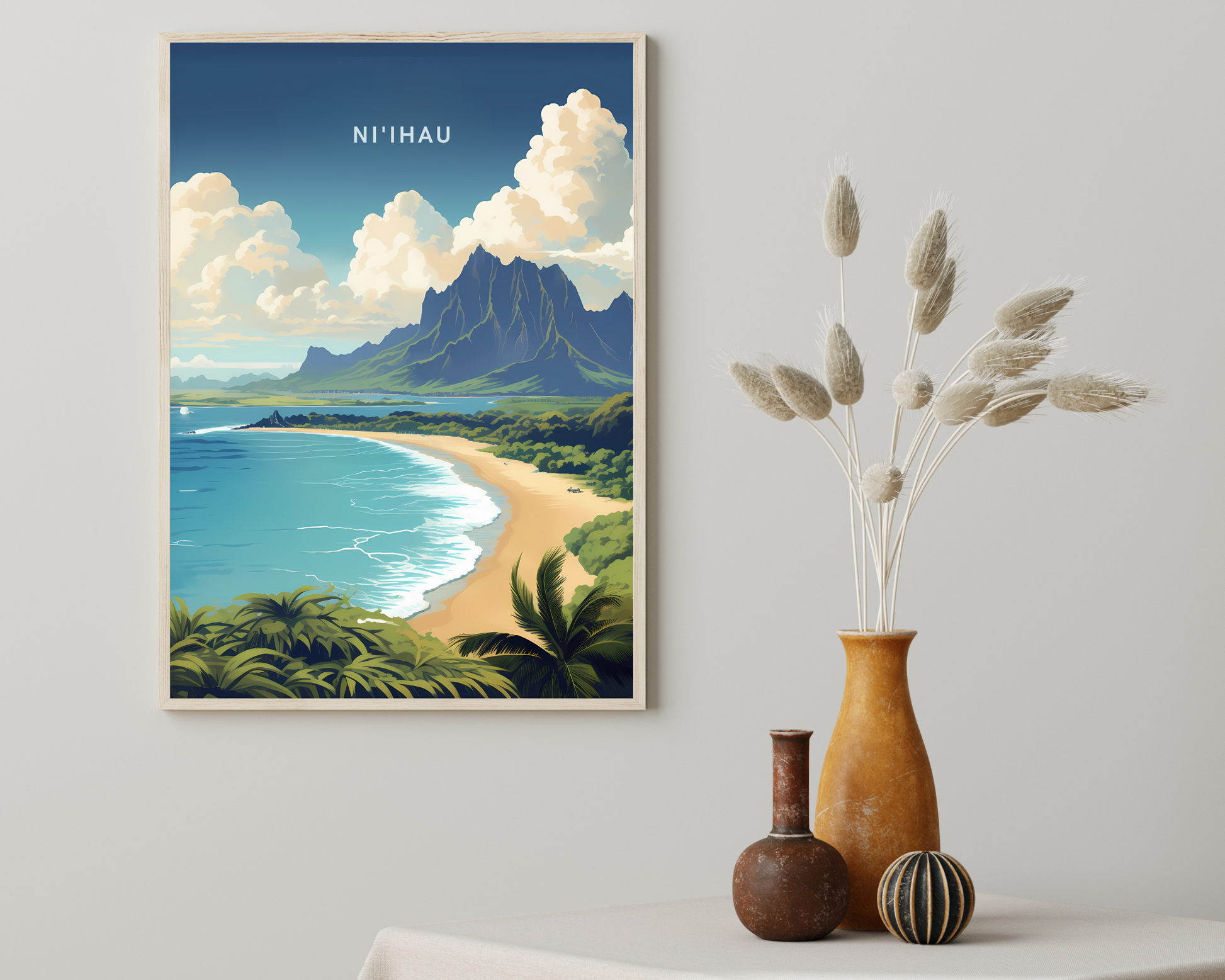 Ni'ihau Island Hawaii Travel Poster Print - Pitchers Design