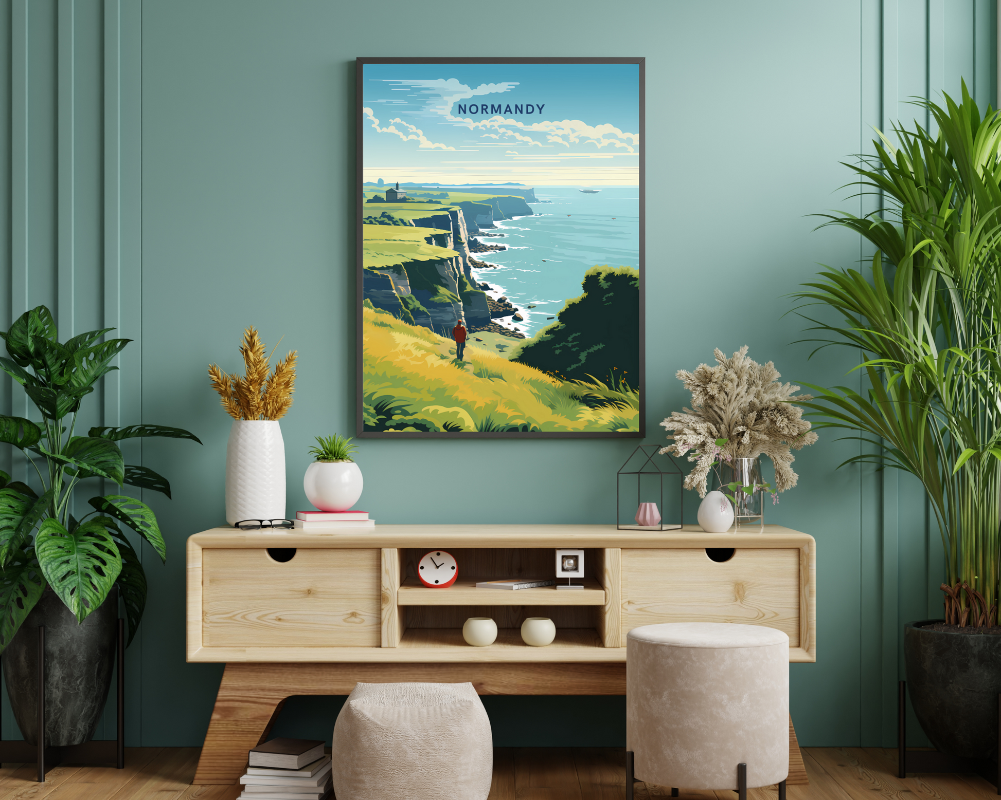 Normandy France Travel Poster Print - Pitchers Design