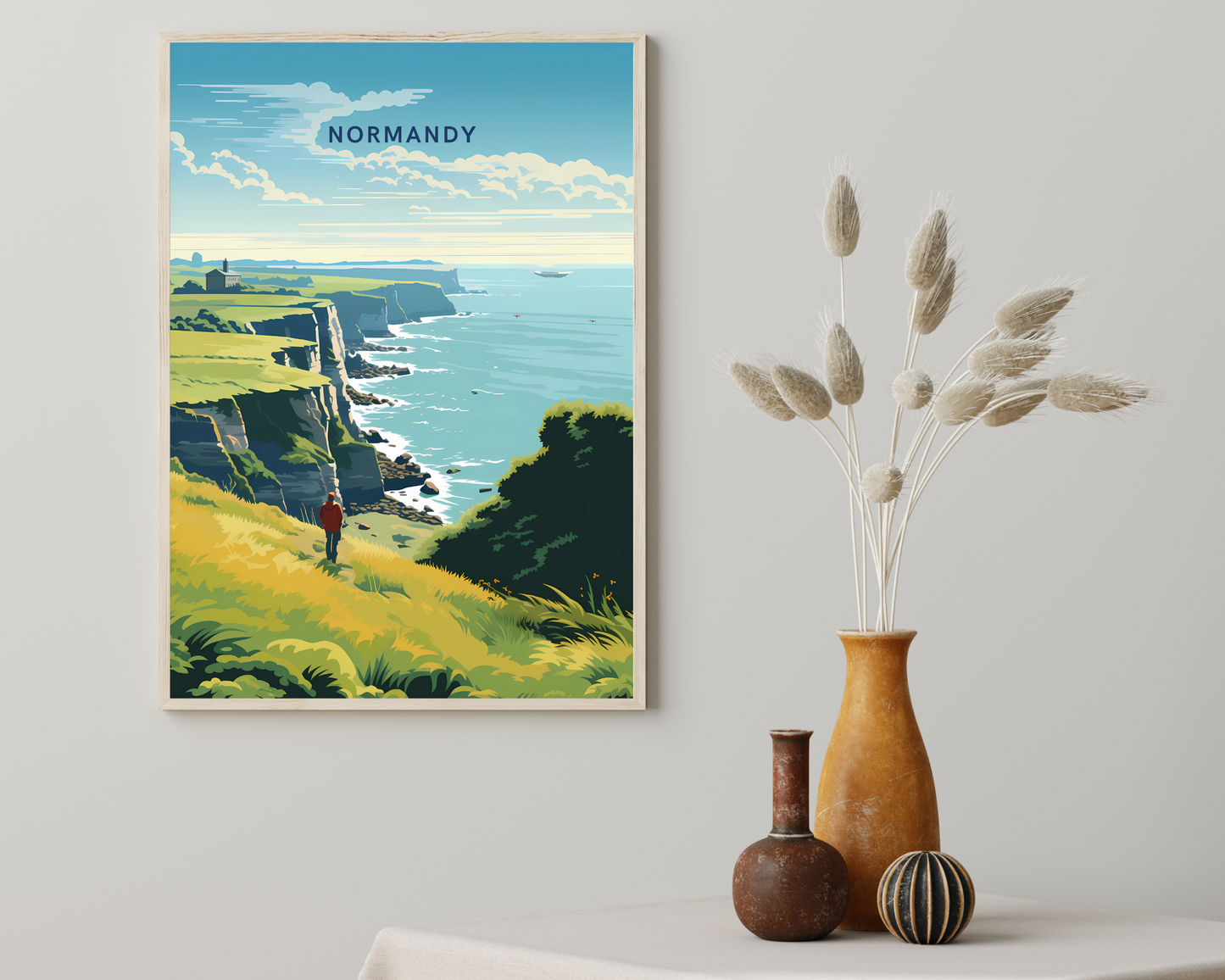 Normandy France Travel Poster Print - Pitchers Design