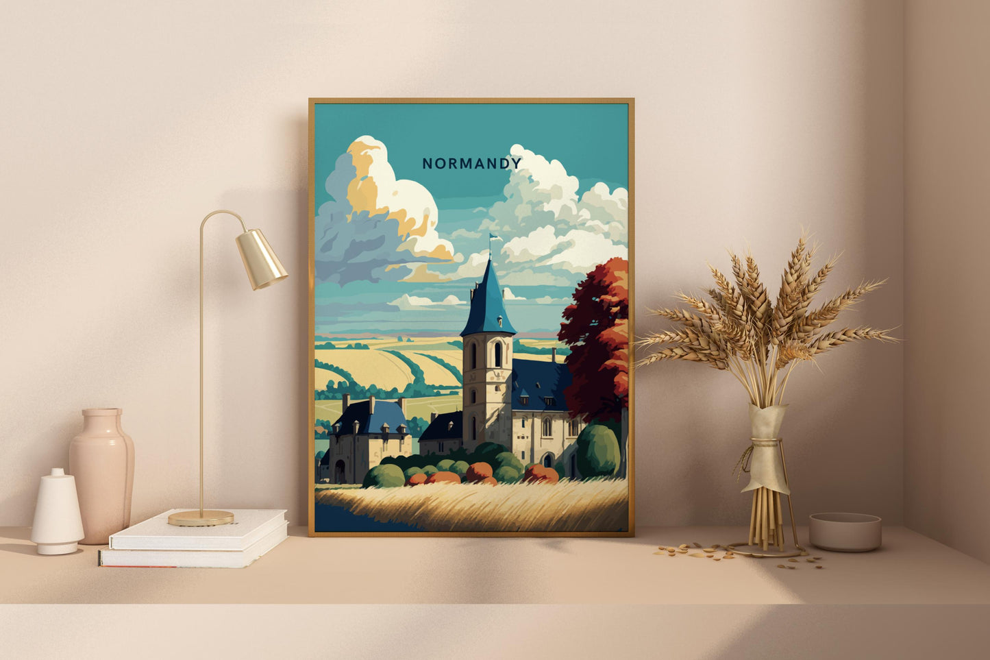 Normandy France Travel Print Poster