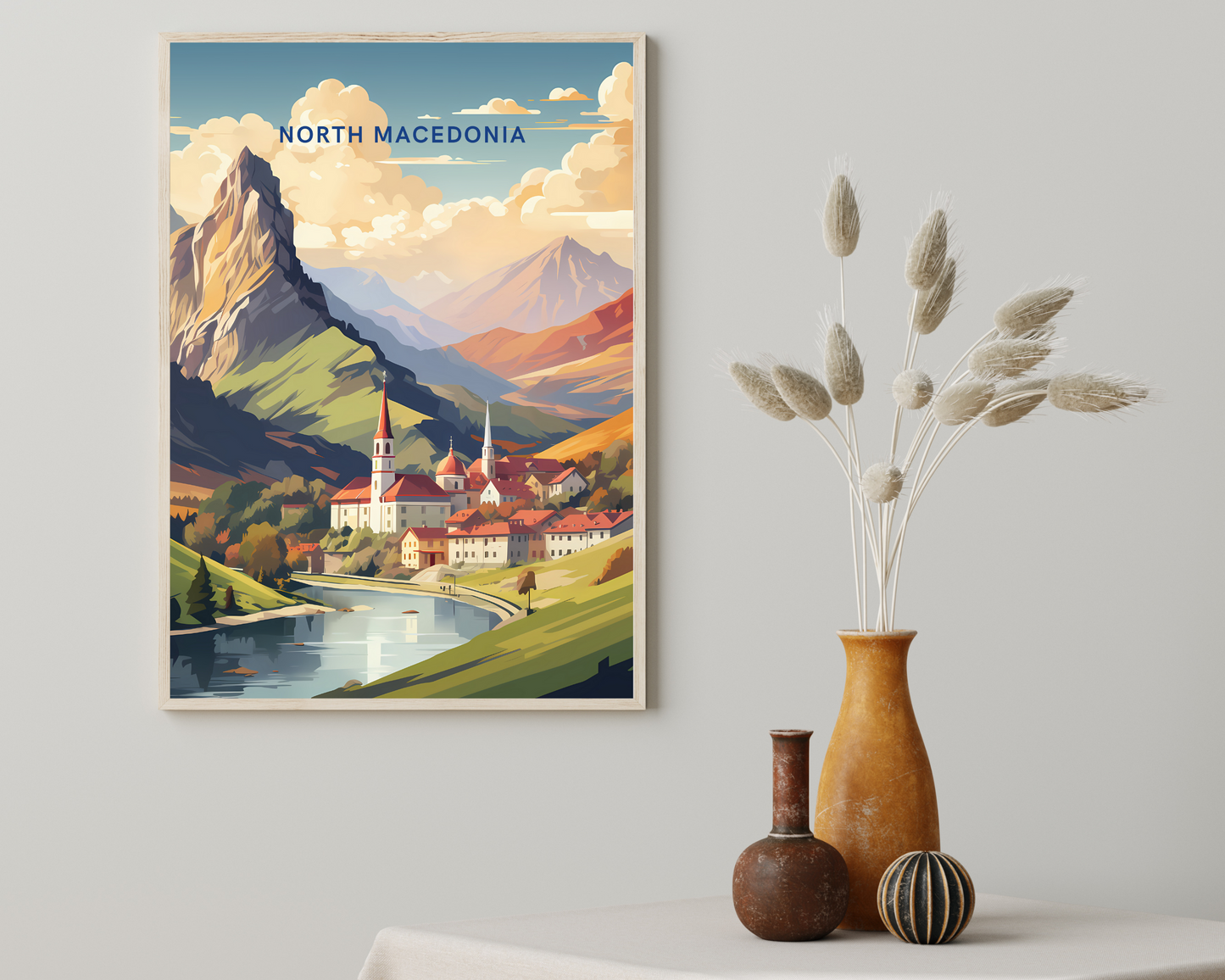 North Macedonia Travel Poster Print - Pitchers Design