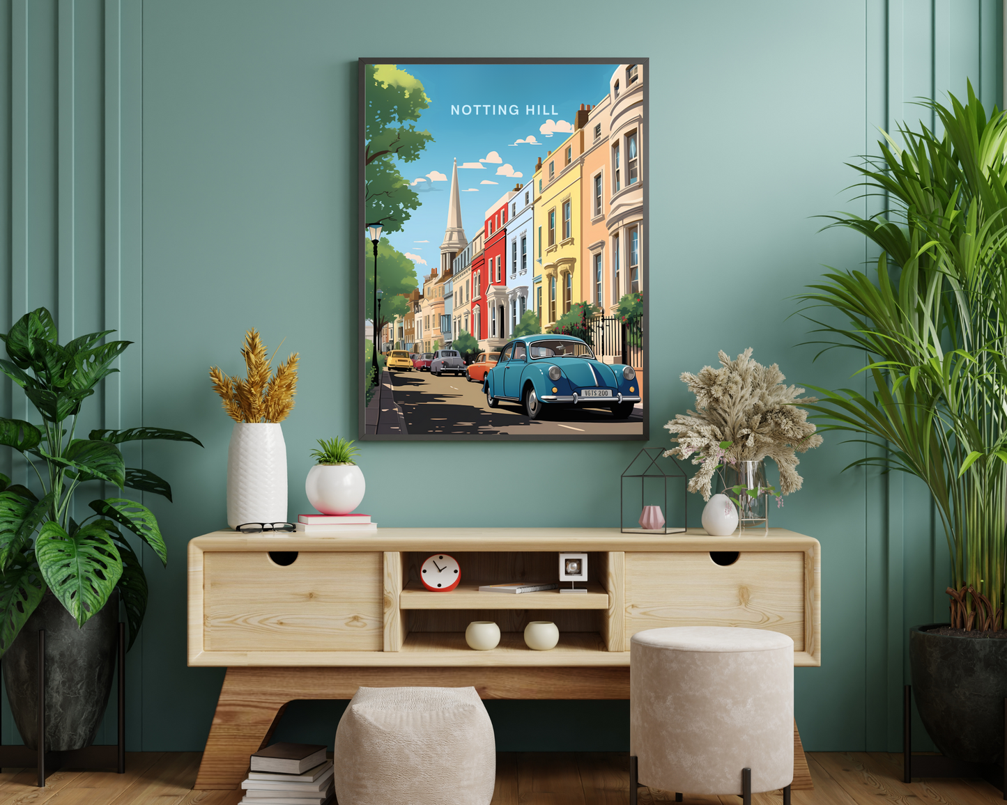 Notting Hill London England Travel Poster Print - Pitchers Design