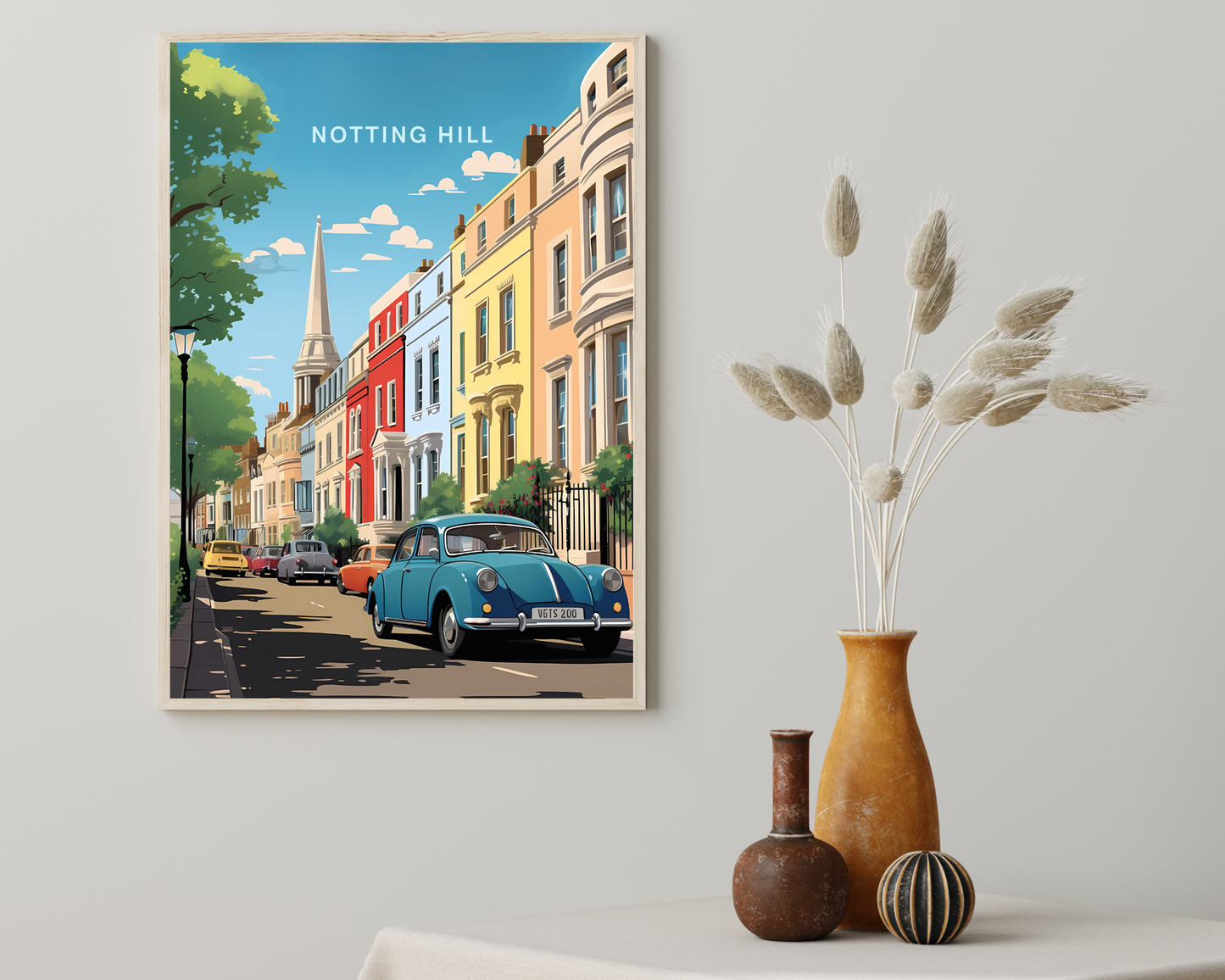 Notting Hill London England Travel Poster Print - Pitchers Design