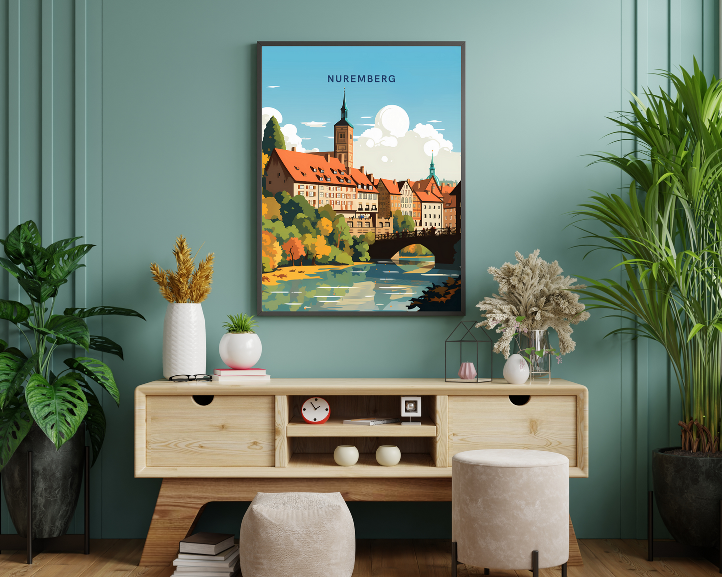 Nuremberg Germany Travel Poster Print - Pitchers Design