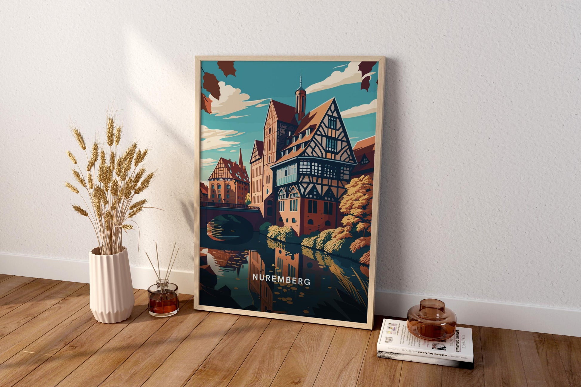 Houses of Nuremberg Germany Travel Poster Print - Pitchers Design