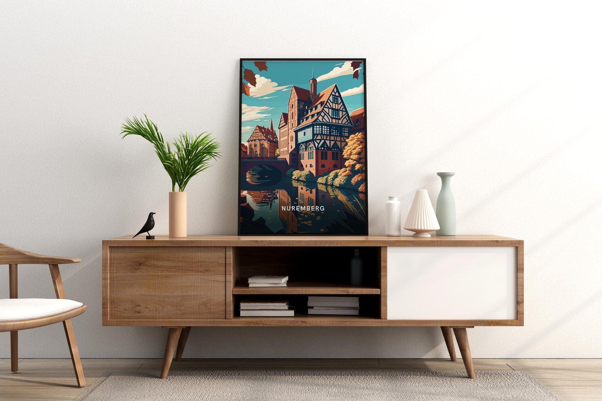 Houses of Nuremberg Germany Travel Poster Print - Pitchers Design