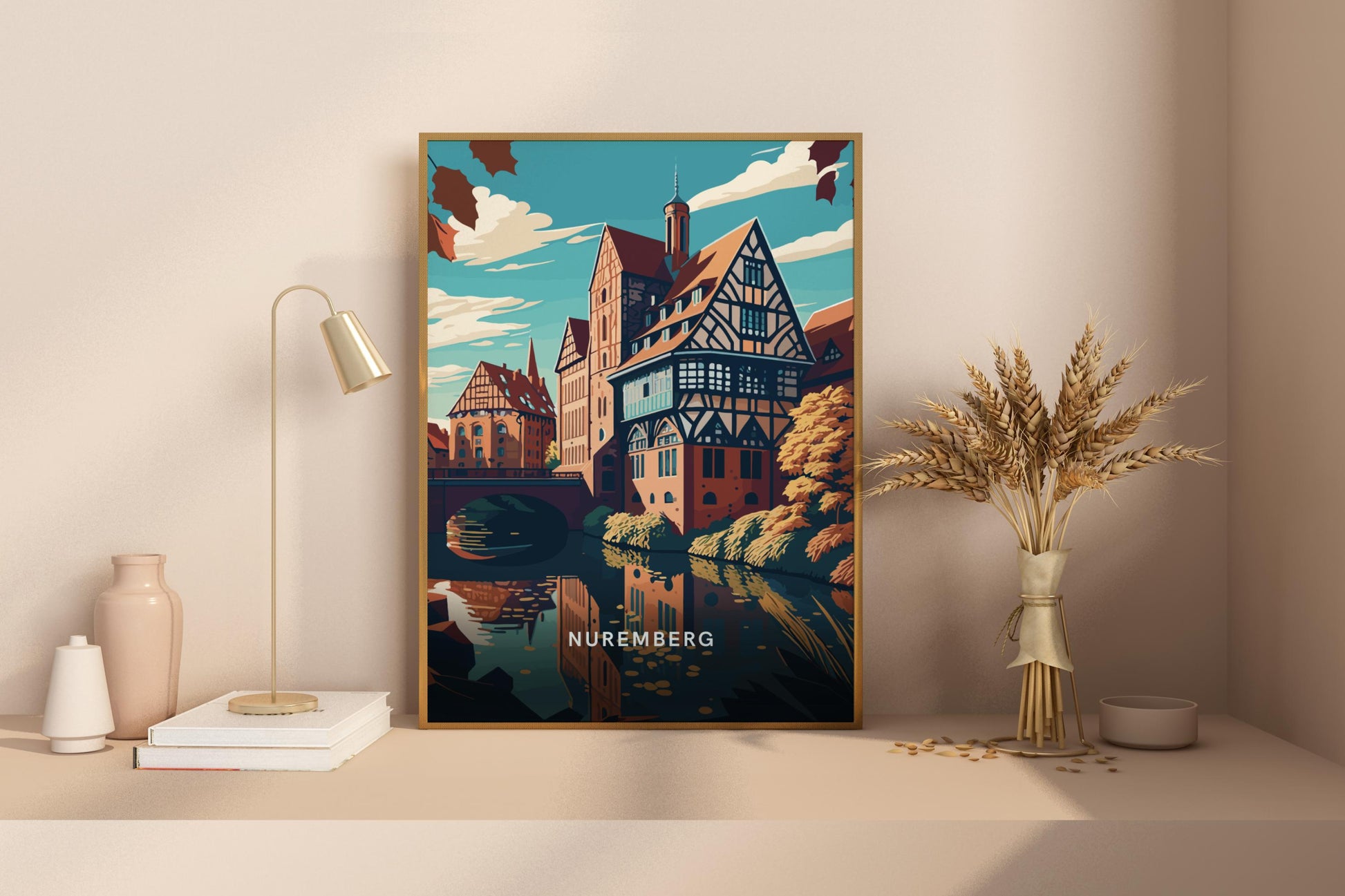 Houses of Nuremberg Germany Travel Poster Print - Pitchers Design