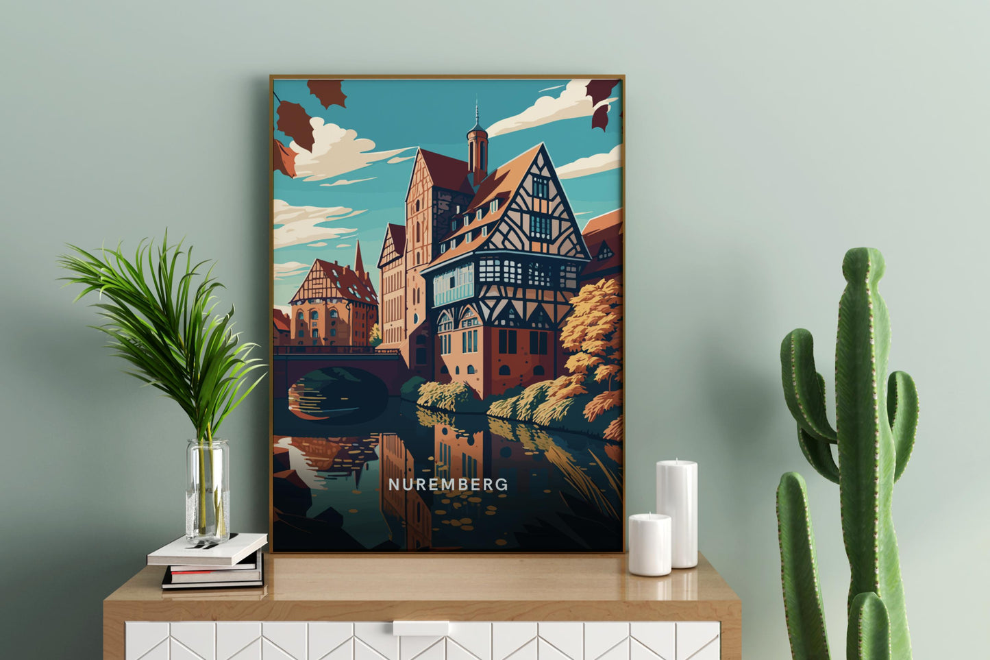 Houses of Nuremberg Germany Travel Poster Print - Pitchers Design