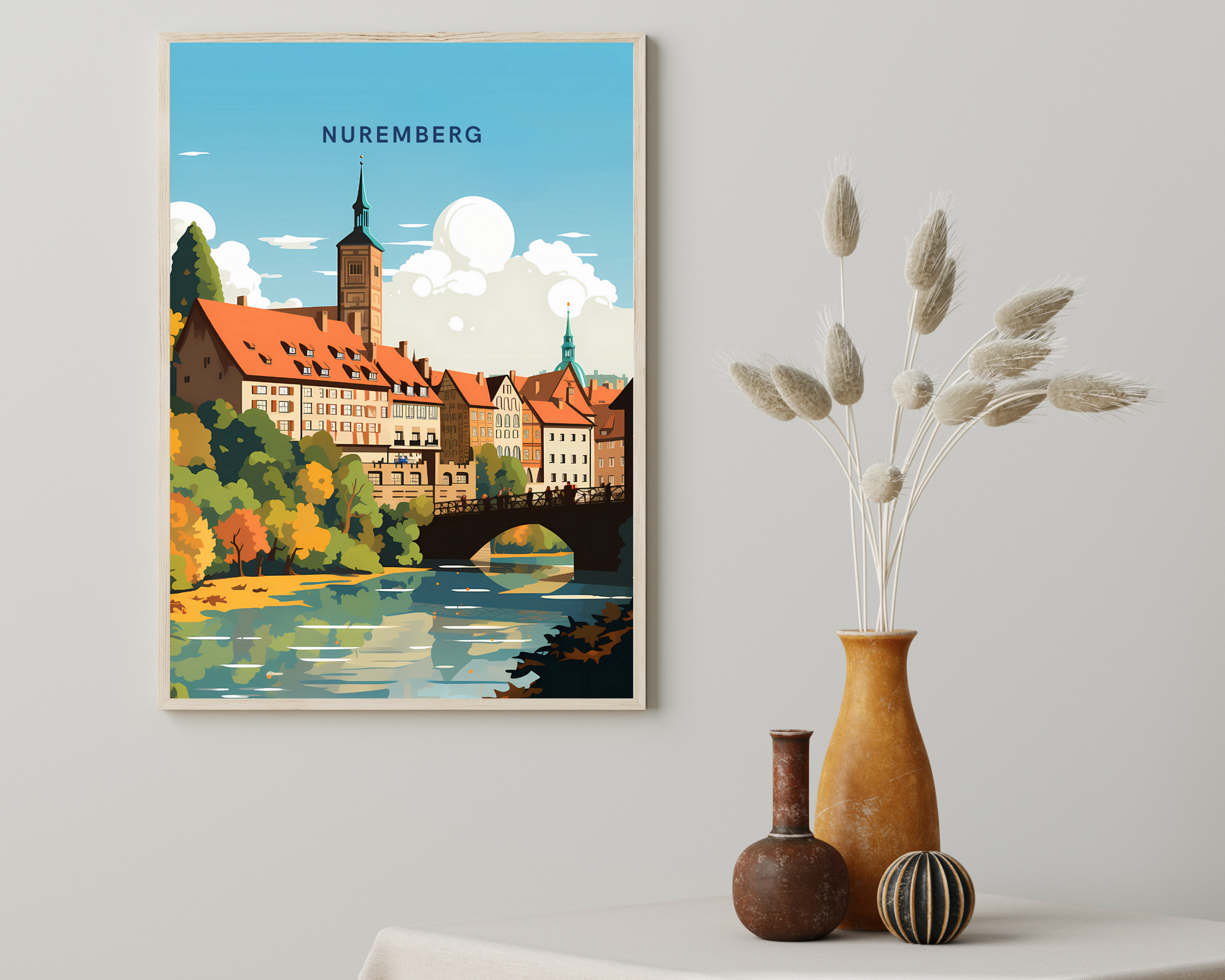 Nuremberg Germany Travel Poster Print - Pitchers Design