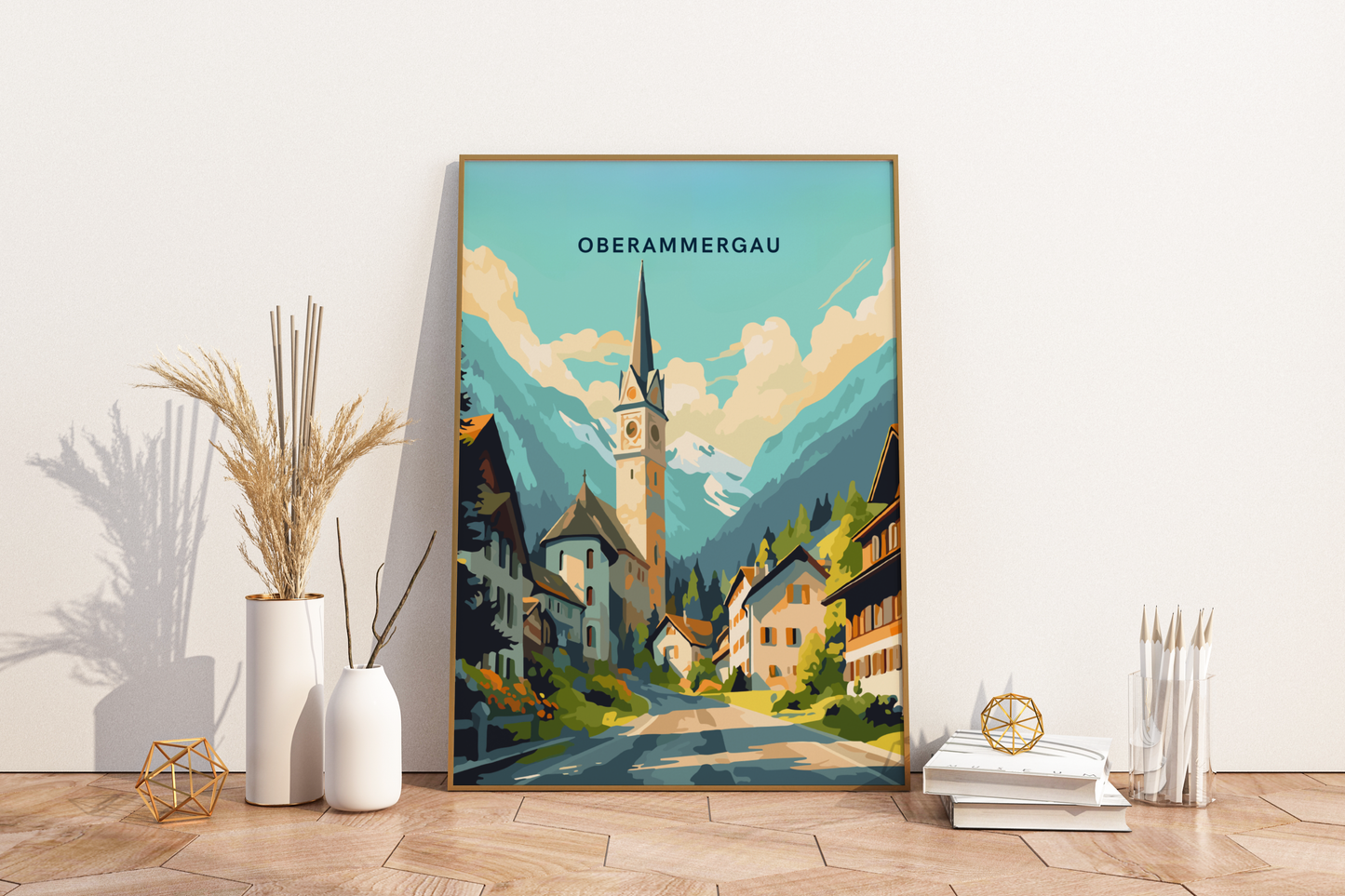 Oberammergau Germany Travel Print Poster - Pitchers Design