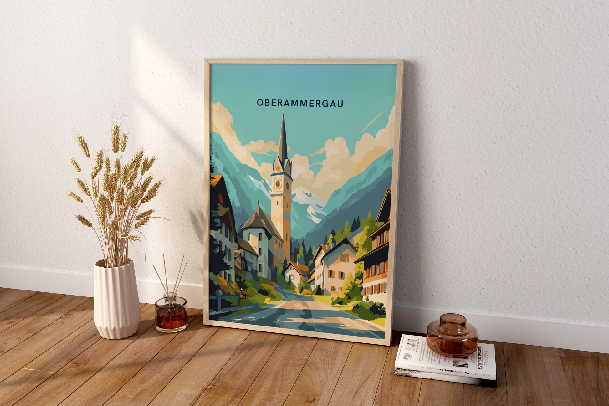 Oberammergau Germany Travel Print Poster - Pitchers Design