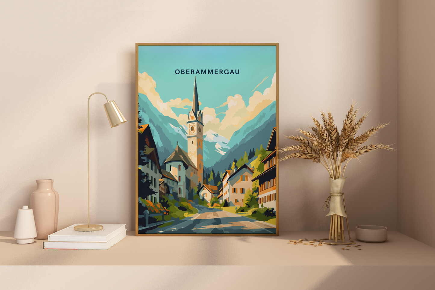 Oberammergau Germany Travel Print Poster - Pitchers Design