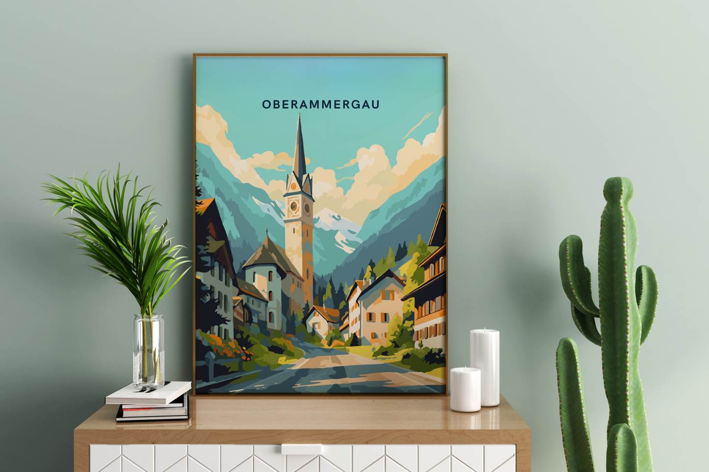 Oberammergau Germany Travel Print Poster - Pitchers Design