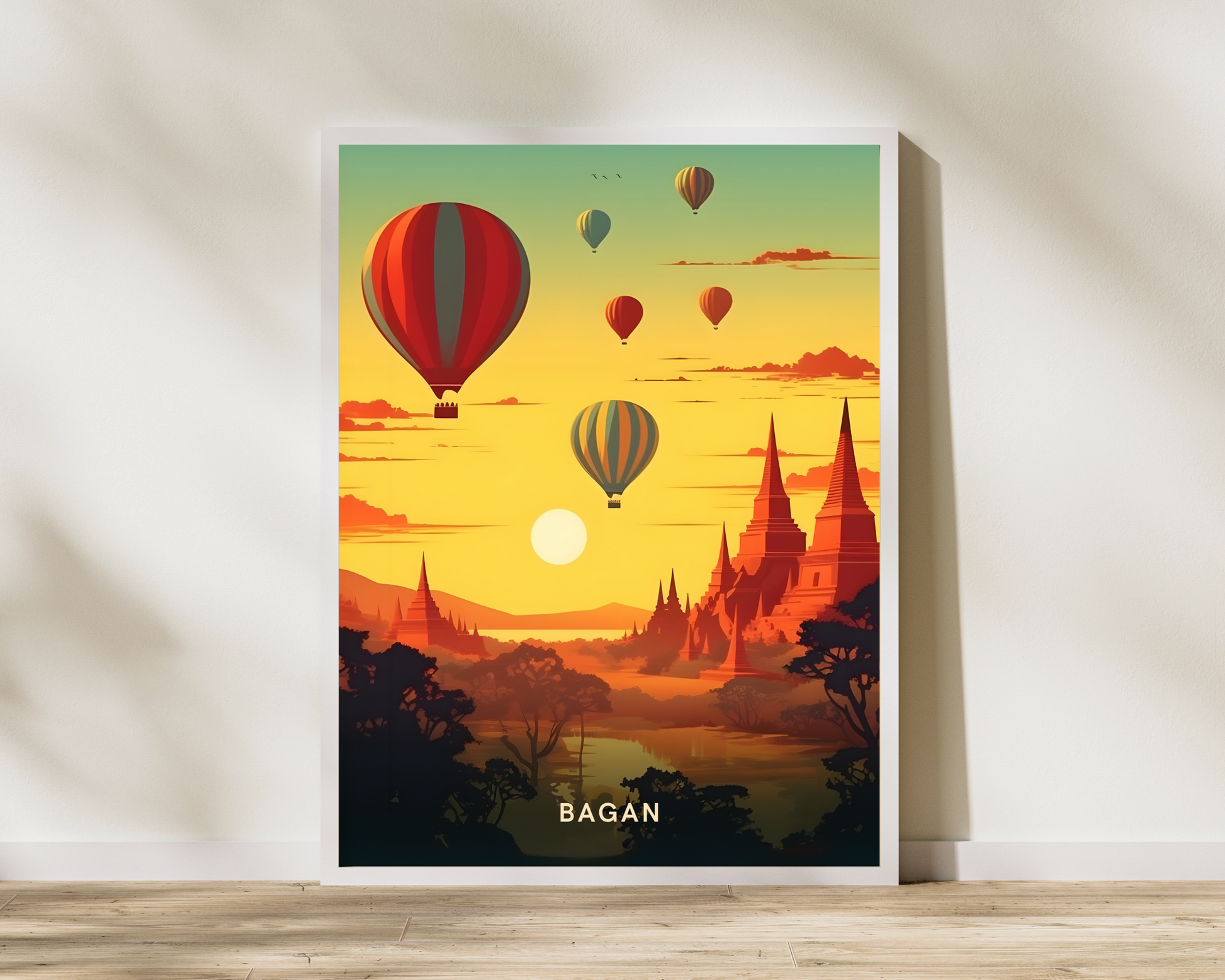 Old Bagan Myanmar Travel Poster Print - Pitchers Design