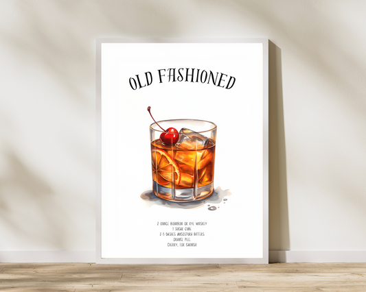 Old Fashioned Cocktail Poster Print - Pitchers Design