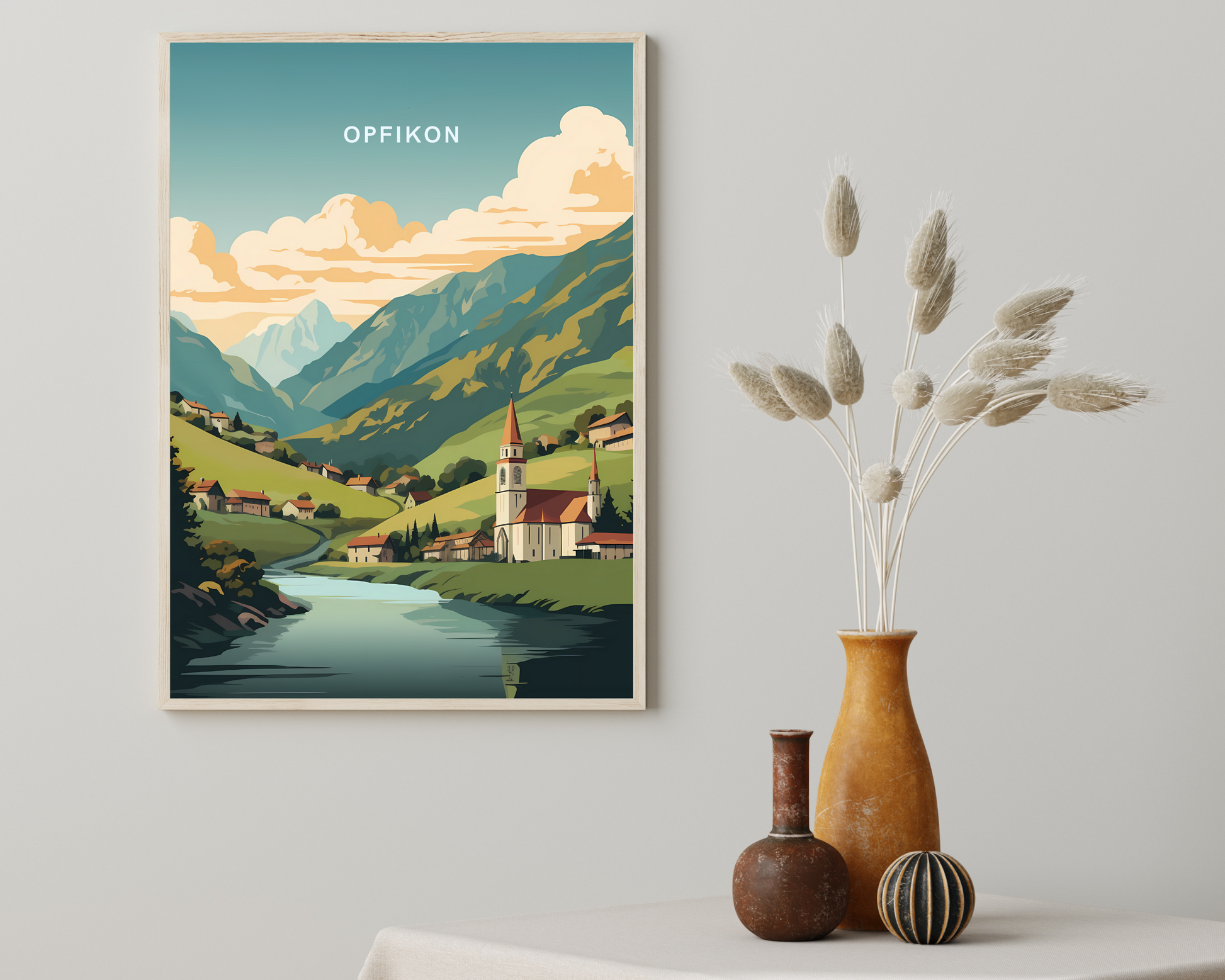 Opfikon Switzerland Travel Poster Print - Pitchers Design