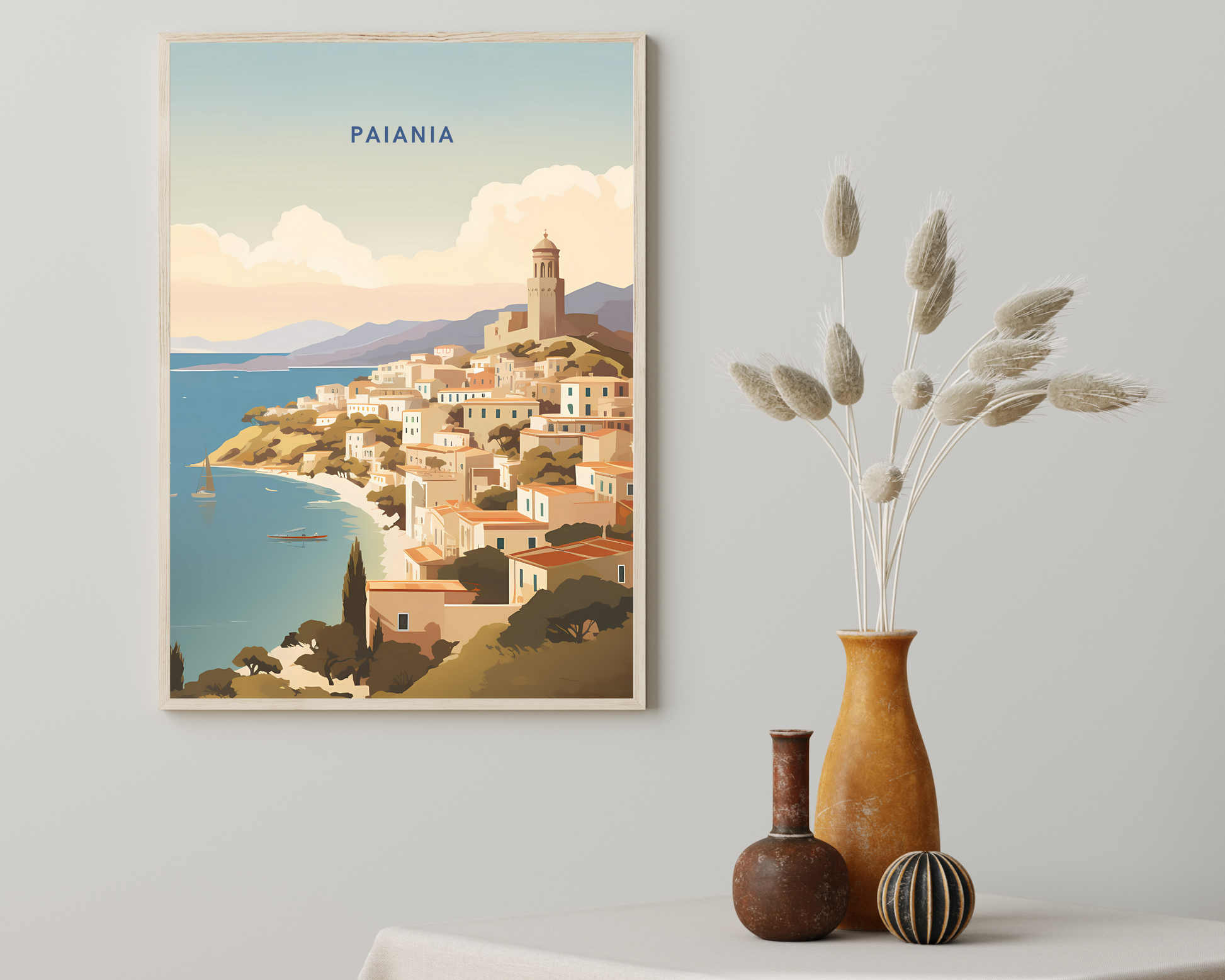 Paiania Greece Travel Poster Print - Pitchers Design