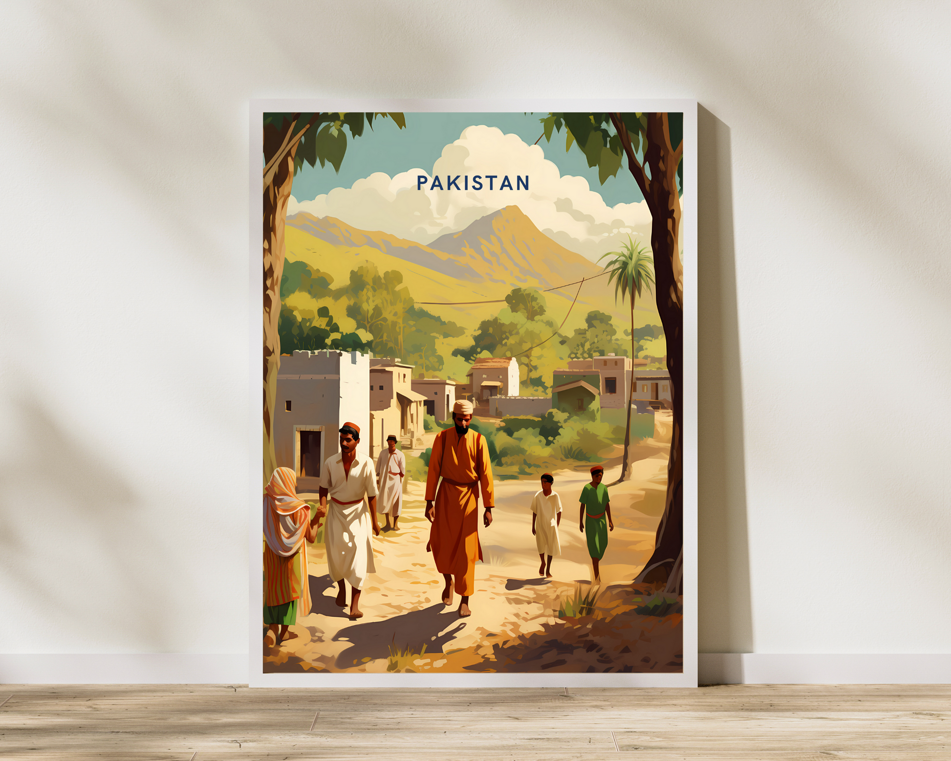 Local Pakistan Village Travel Poster Print - Pitchers Design