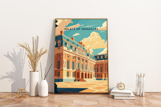 Póster de viaje del Palacio de Versalles París Francia