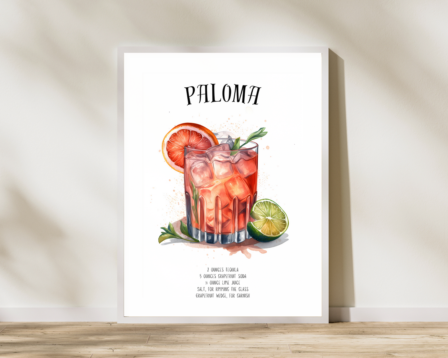 Paloma Cocktail Poster Print - Pitchers Design