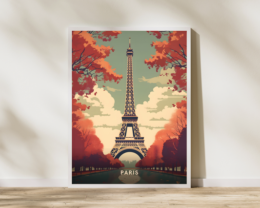 Paris France Eiffel Tower Travel Poster Print - Pitchers Design