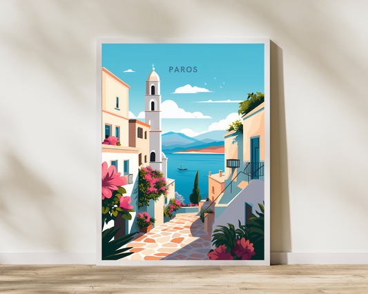 Paros Greece Travel Poster Print - Pitchers Design