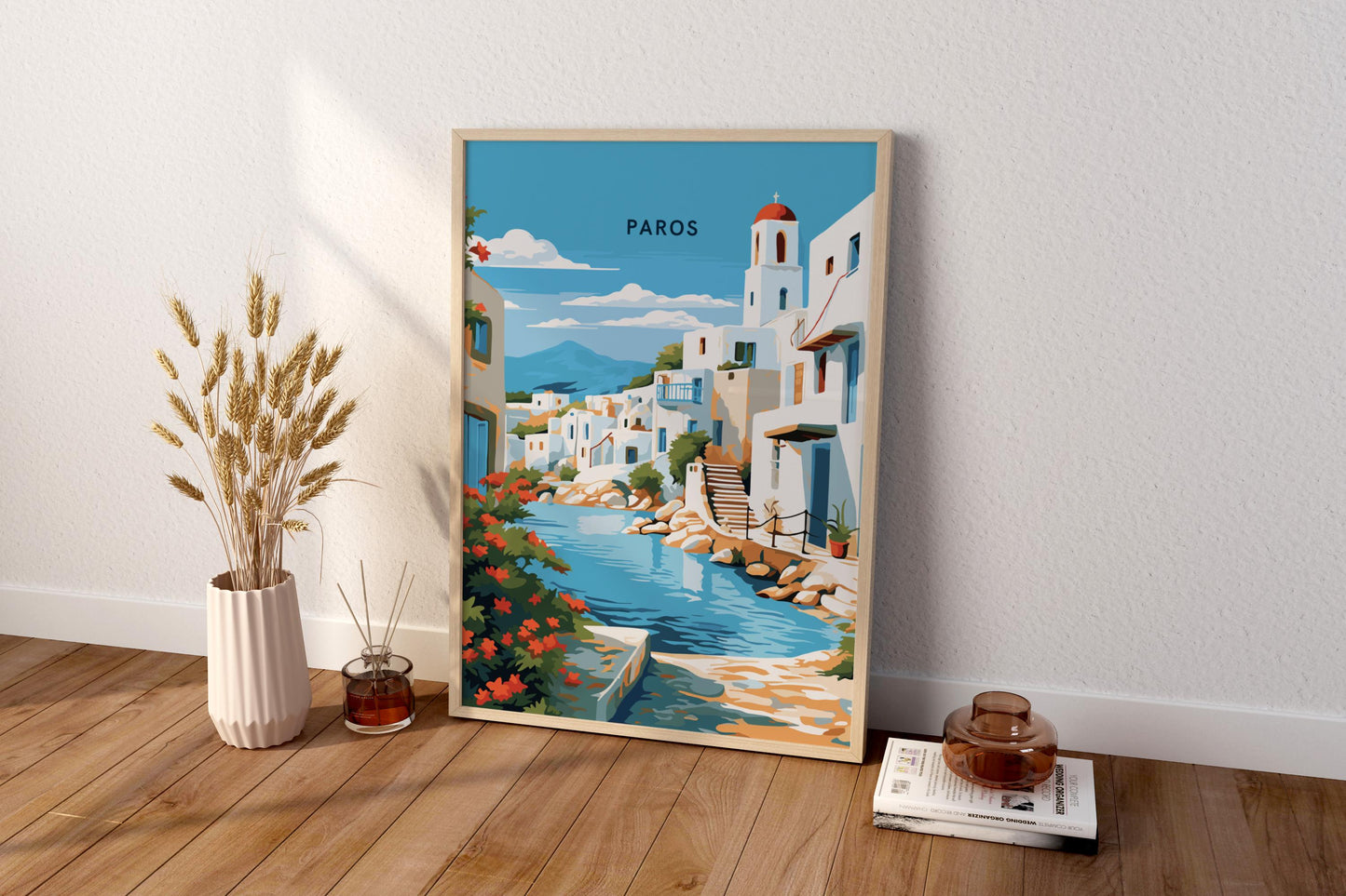 Póster de viaje de la isla griega de Paros, Grecia