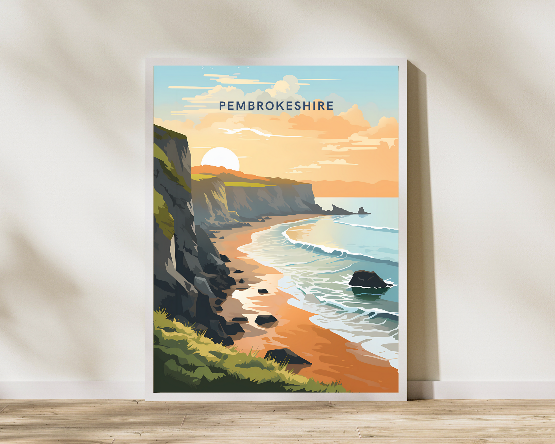 Pembrokeshire Wales Travel Poster Print - Pitchers Design