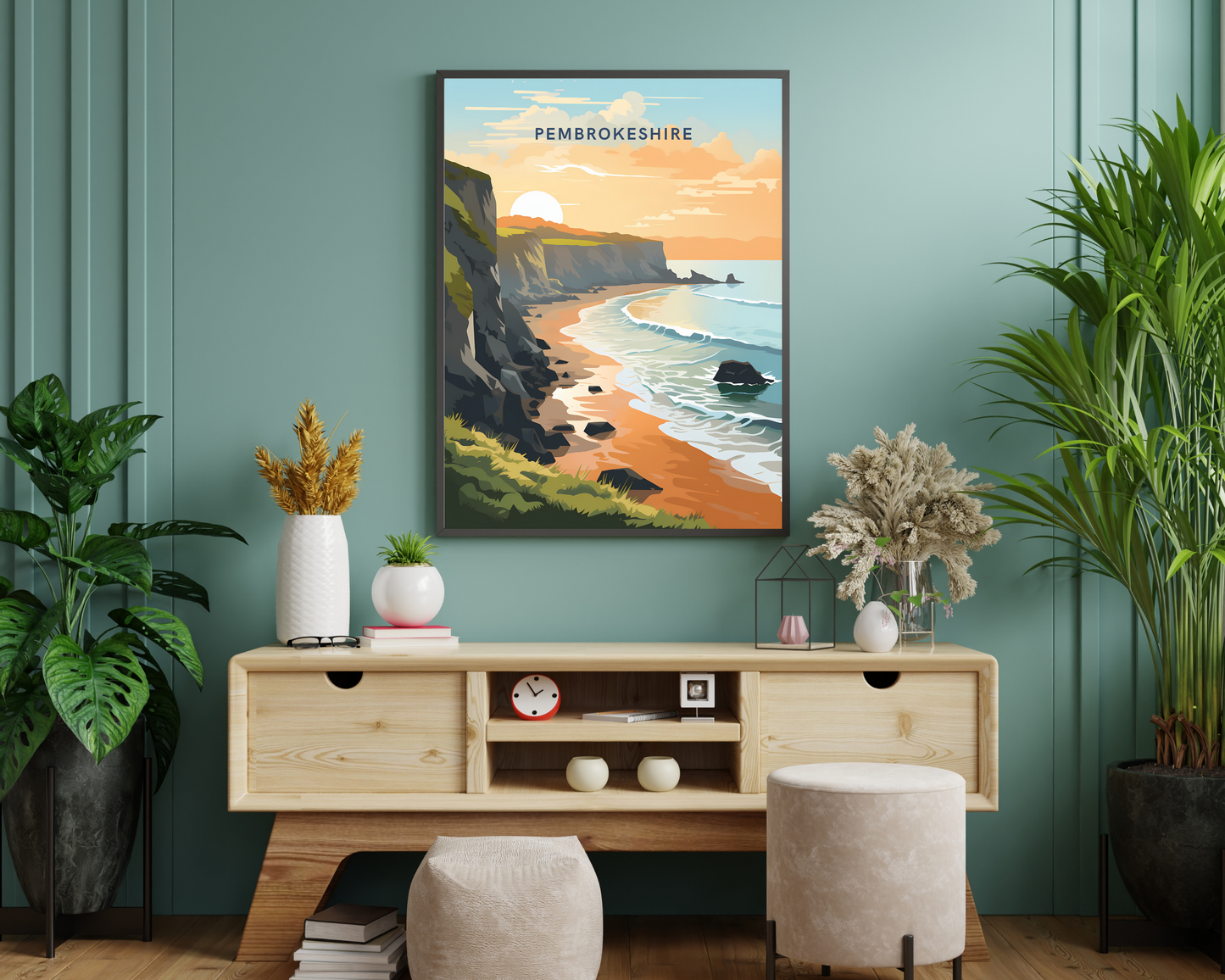 Pembrokeshire Wales Travel Poster Print - Pitchers Design