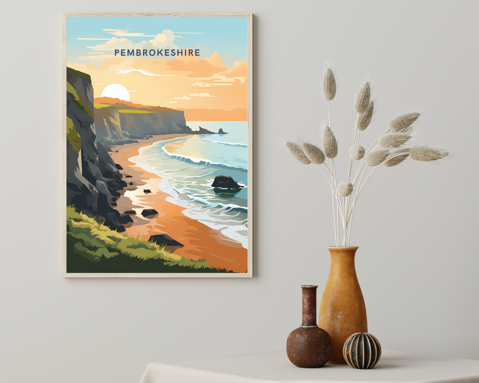 Pembrokeshire Wales Travel Poster Print - Pitchers Design