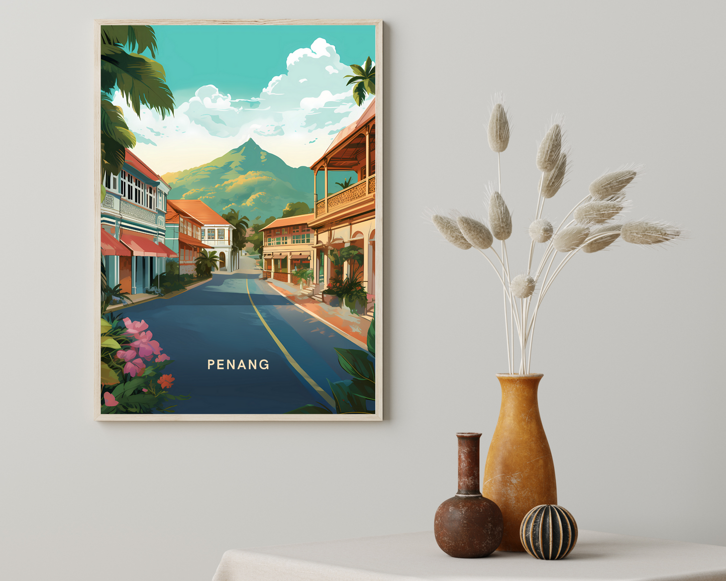 Penang Georgetown Malaysia Travel Poster Print - Pitchers Design