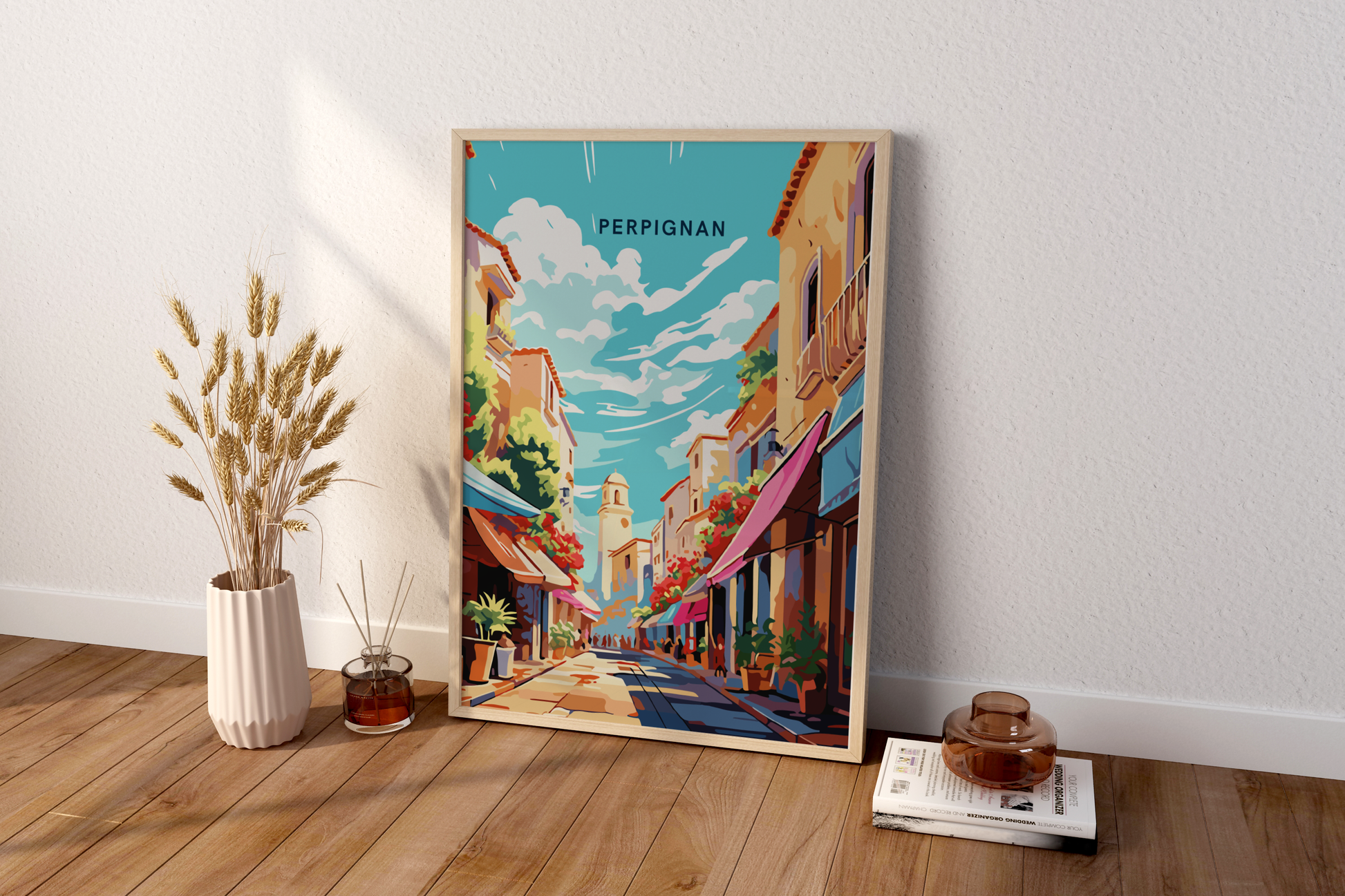 Perpignan City Streets France Travel Print Poster - Pitchers Design