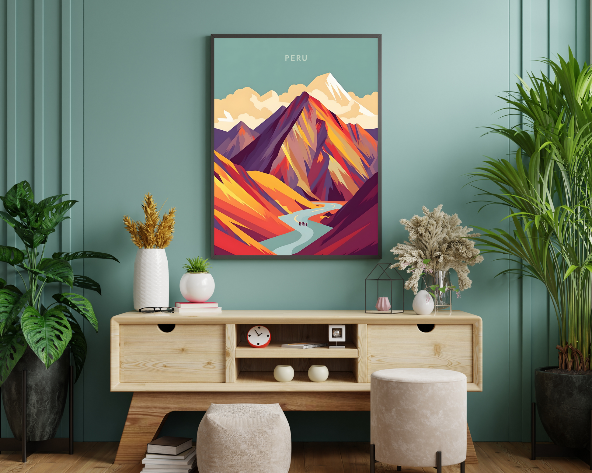 Rainbow Mountain Peru Travel Poster Print - Pitchers Design