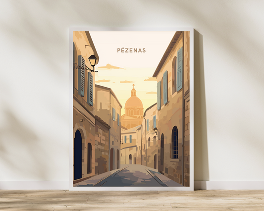 Pezenas France Travel Poster Print - Pitchers Design