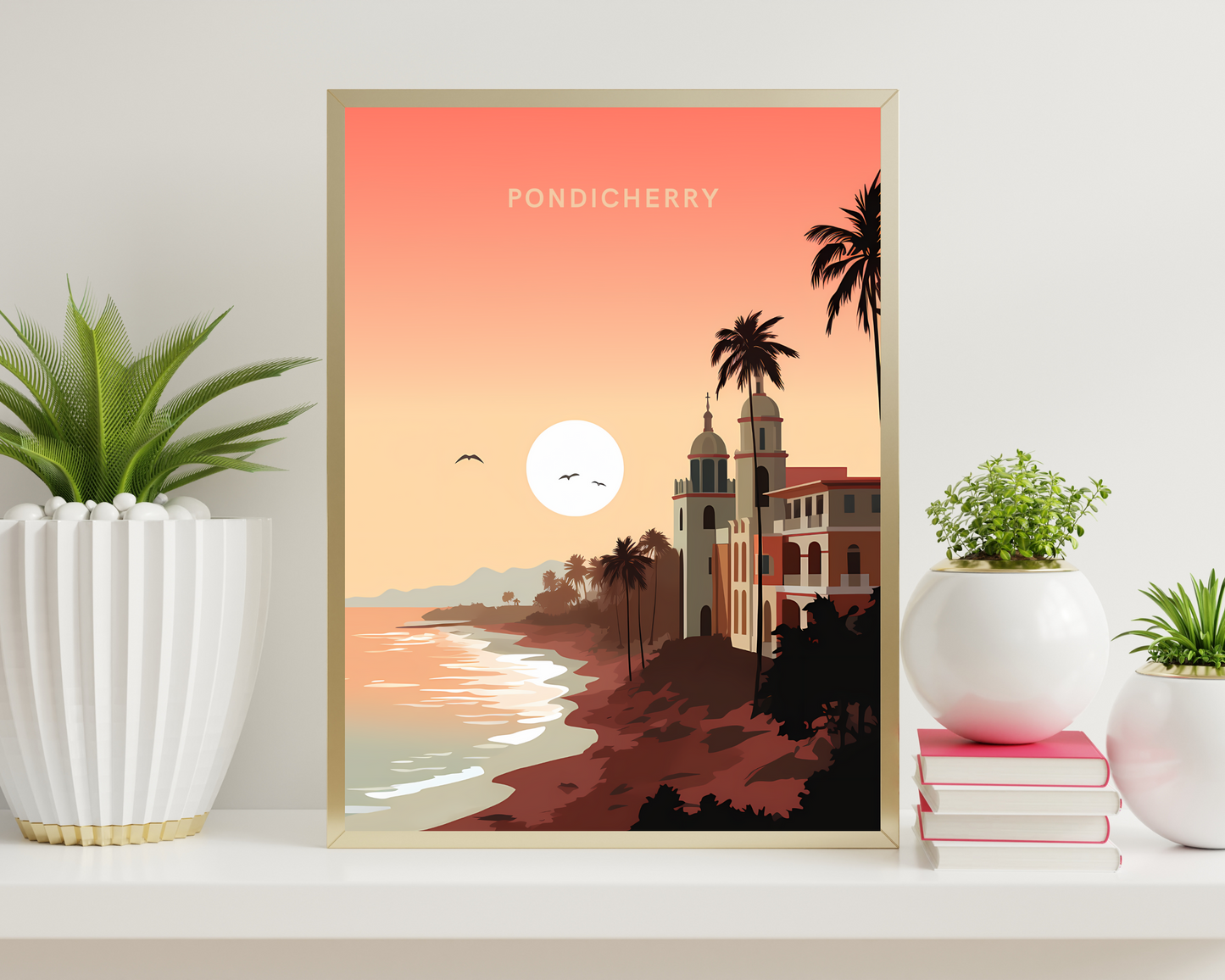 Pondicherry Puducherry India Travel Poster Print - Pitchers Design