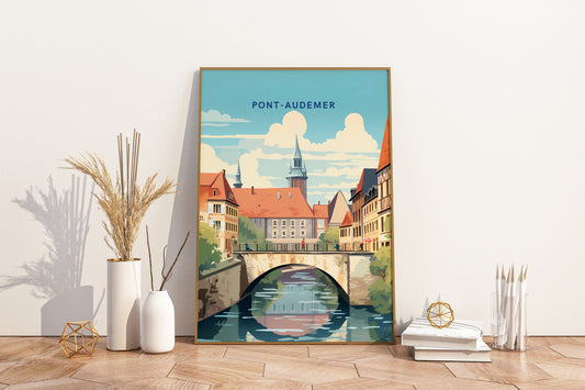 Pont-Audemer France Travel Poster Print - Pitchers Design