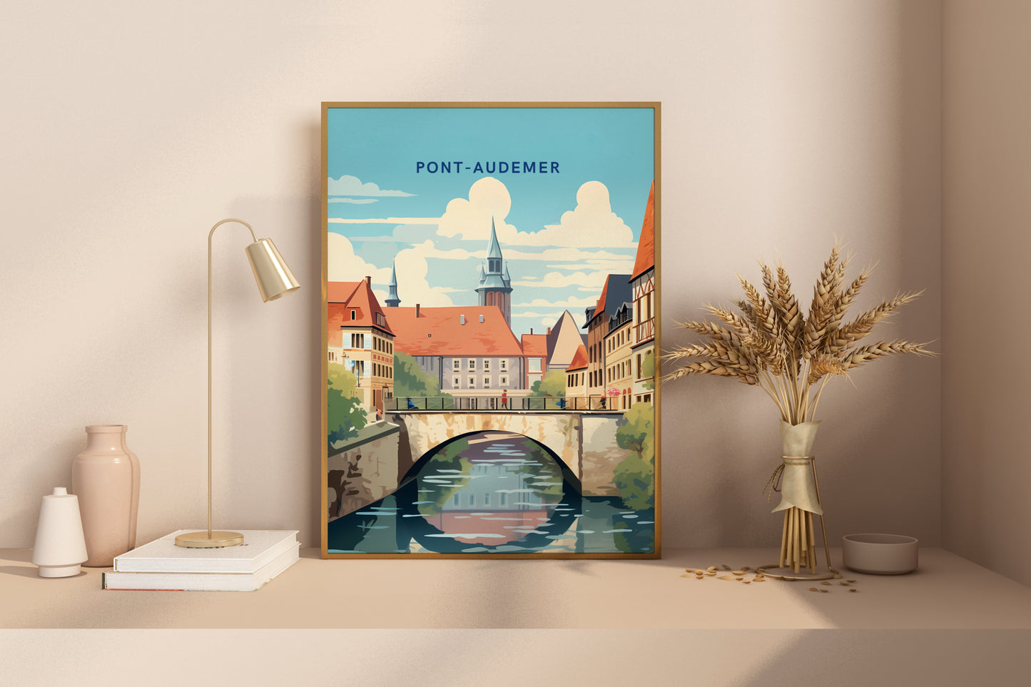 Pont-Audemer France Travel Poster Print - Pitchers Design