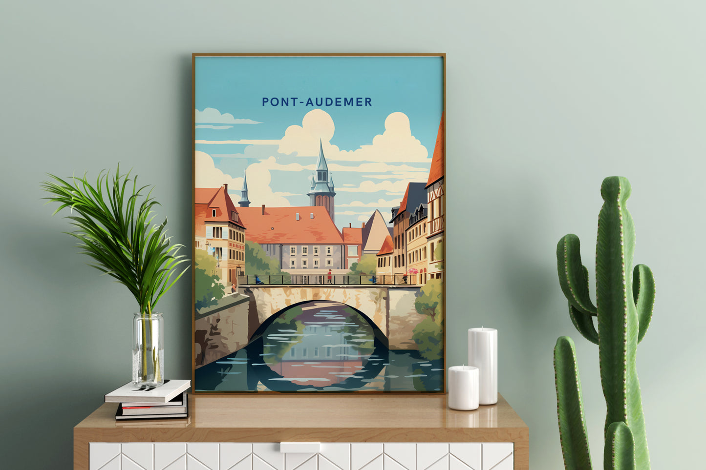 Pont-Audemer France Travel Poster Print - Pitchers Design