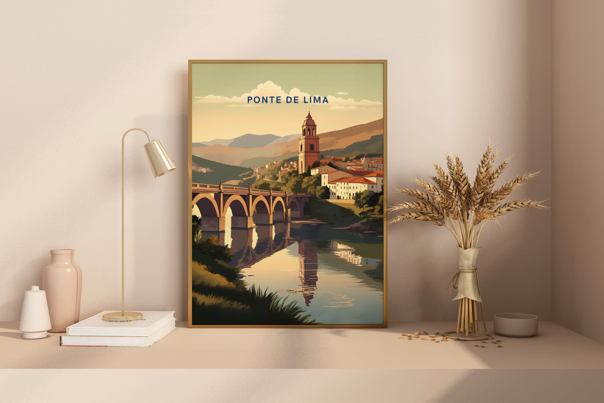 Ponte de Lima Portugal Travel Print Poster - Pitchers Design