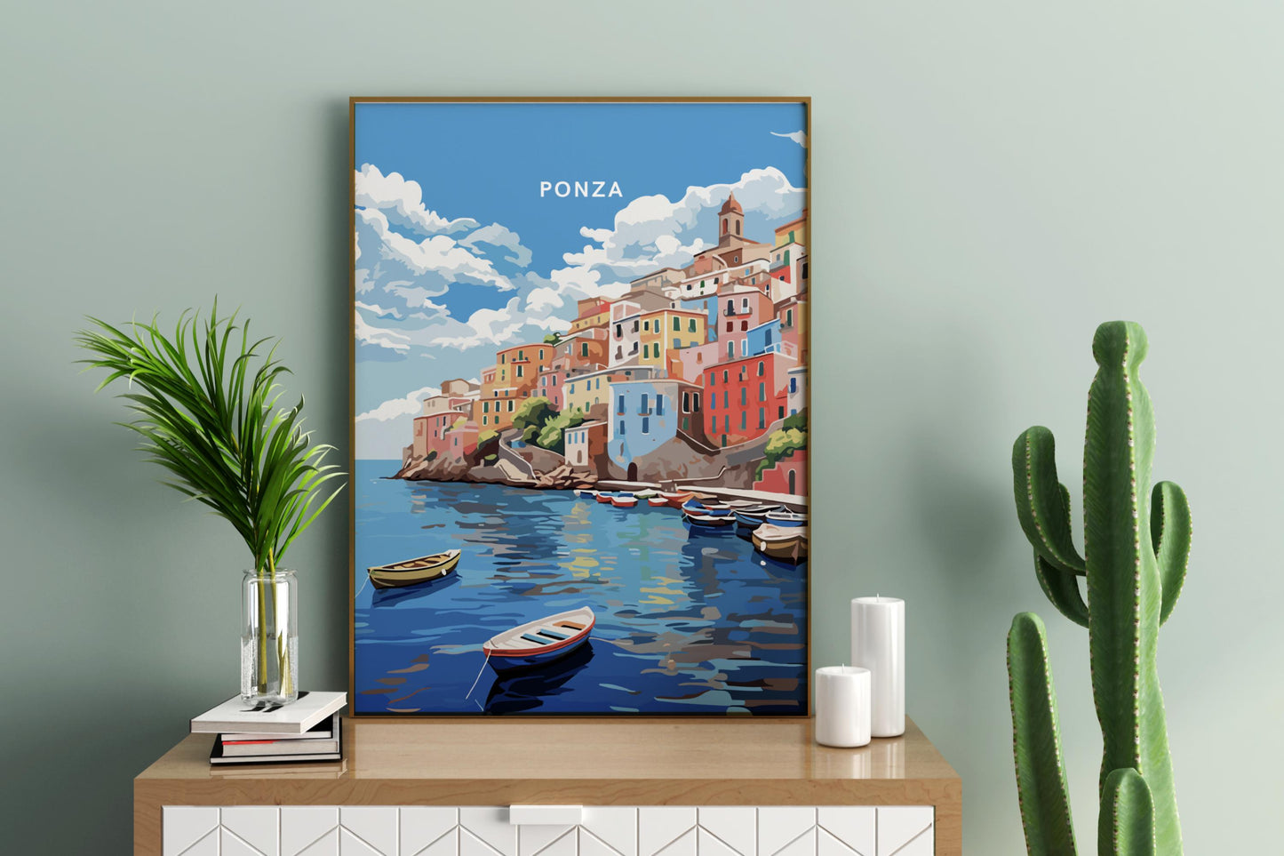 Affiche de voyage imprimée de Ponza en Italie