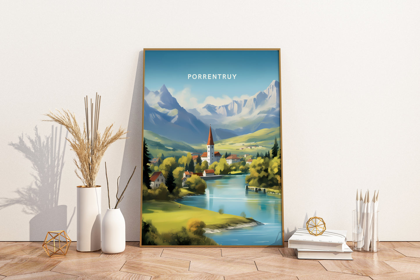 Porrentruy Switzerland Travel Poster Print - Pitchers Design